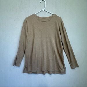 J. Jill 100% Supima Cotton Crew Neck Top Tunic in Tan Sz XS
